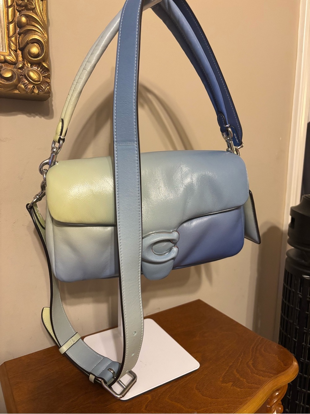 Coach Ombre Leather Shoulder Bag in Blue and Green Gradient - Picture 5 of 5